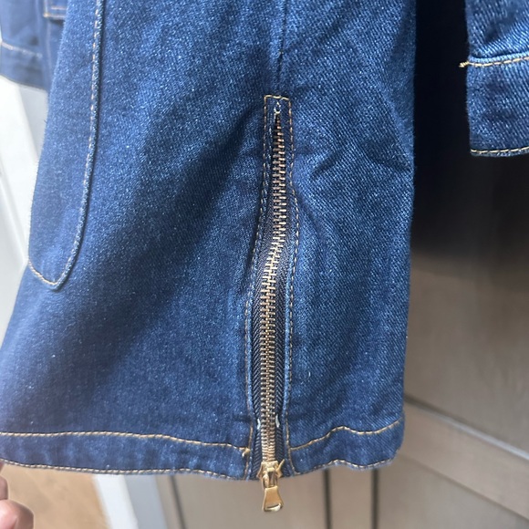 Huidan Jeans jean jacket size large NWT dark denim with distressed accents - Picture 10 of 12